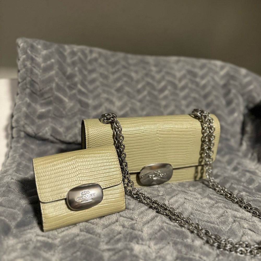 Coach Tan Textured Clutch and Wristlet